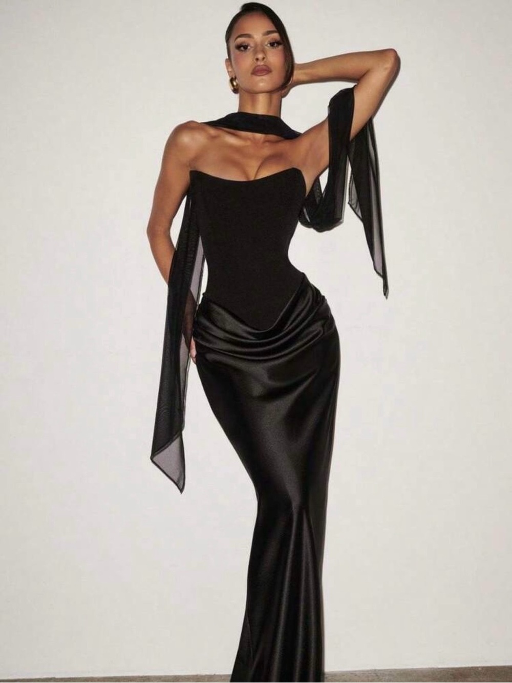 BRAND NEW Satin Strapless Corset Maxi Dress